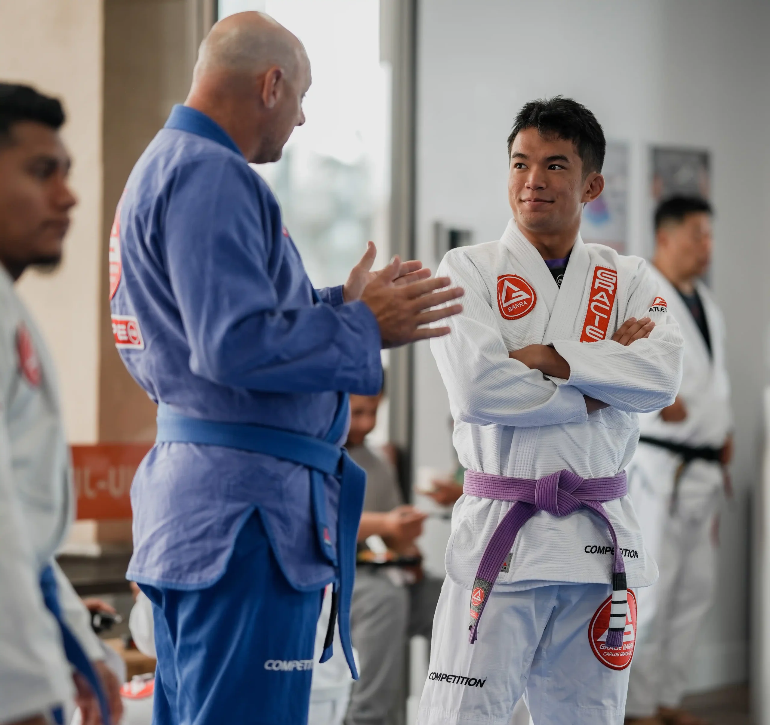 Premium Jiu-Jitsu training facility in San Marcos Spacious training mats and students practicing at the Gracie Barra San Marcos BJJ academy